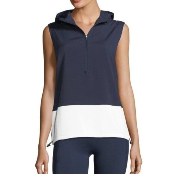 Tory Sport Women's Midnight Blue/White Hooded Running Performance Vest Size XL - Picture 3 of 16